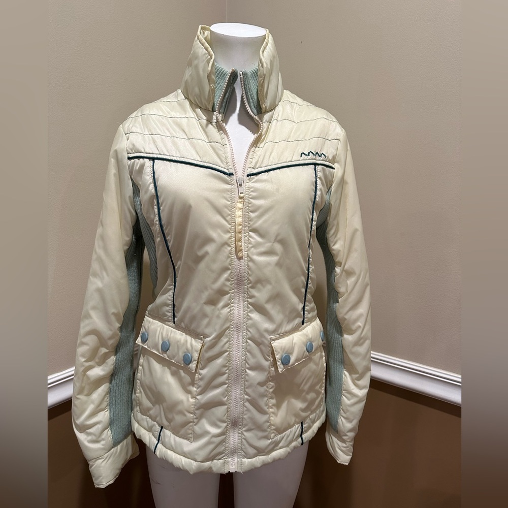 Volcom Vintage Ski Jacket sea foam green/cream used condition Size Large